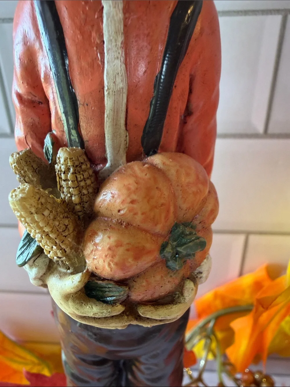 Autumn Harvest Couple Figurines in Orange - Seasonal Table Decor